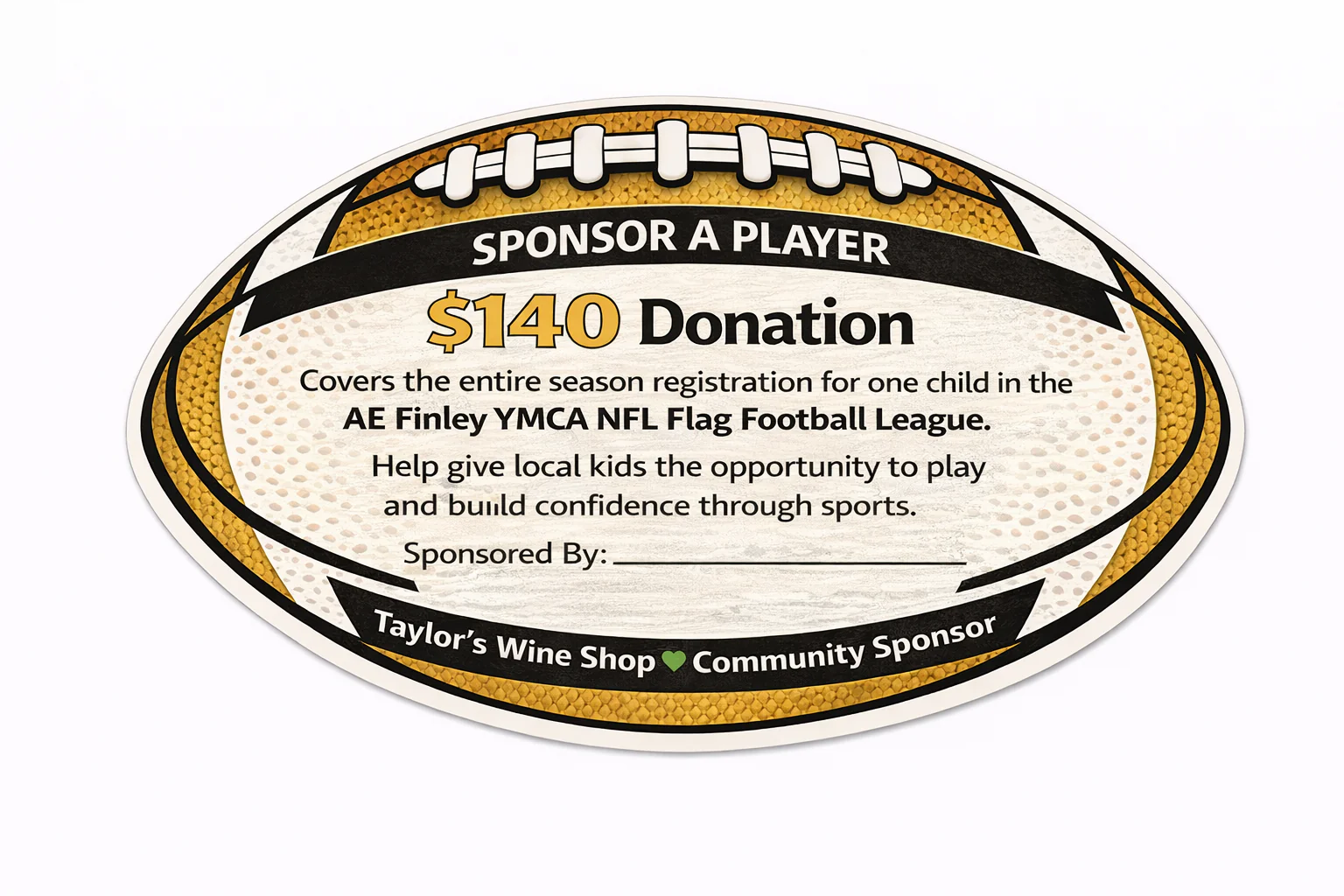 Sponsor a Player – Full Season Flag Football Sponsorship ($140)